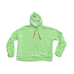 Sundry Neon Lime Green Pullover Rainbow String Oversize Knit Hoodie Size XL